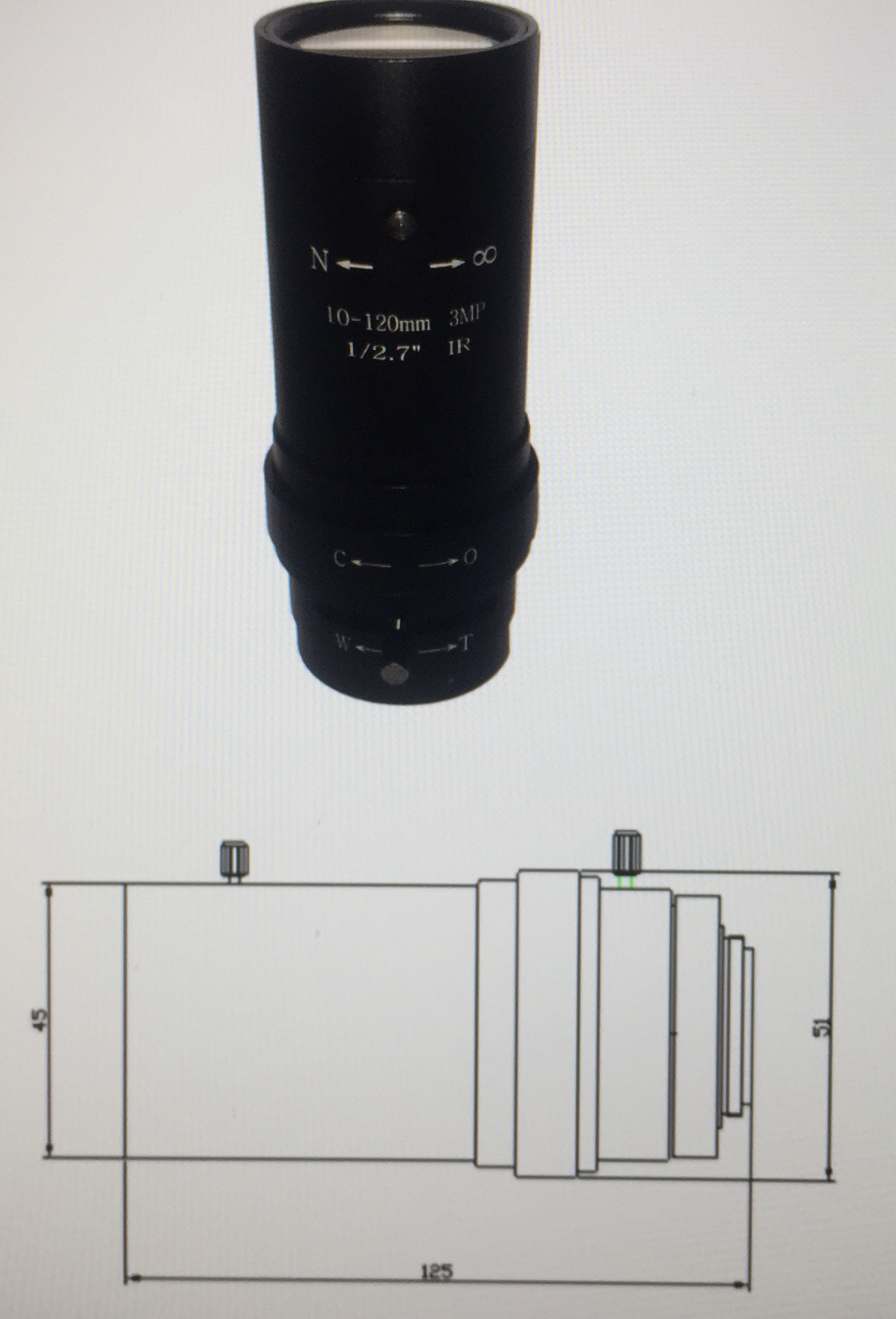10-120mm CS Manual Iris HD-SDI Camera Lens CCTV ADH 1/2".7 3MP